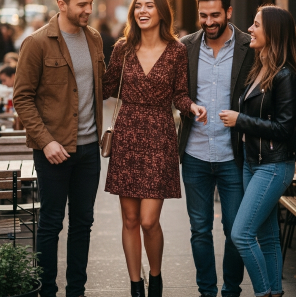 Daisy Fuentes Animal Geo Print Wrap Dress - Medium, Versatile, Geometric Print‎